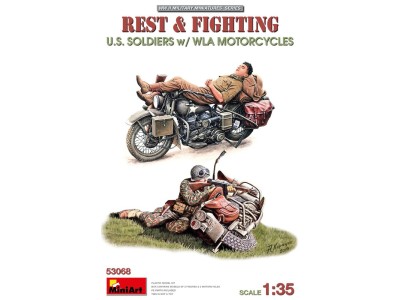 Rest & Fighting. U.S. Soldiers w/ WLA Motorcycles