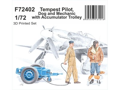 Tempest Pilot, Dog and Mechanic with Accumulator Trolley 1/72