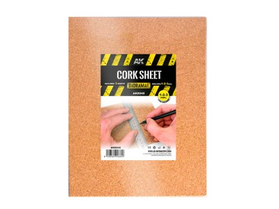CORK SHEETS - FINE GRAINED / LAMINAS CORCHO - GRANO FINO - 200 x 300 x 1-2-3mm (3 SHEETS/LAMINAS))