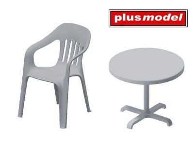 Plastic chairs and table
