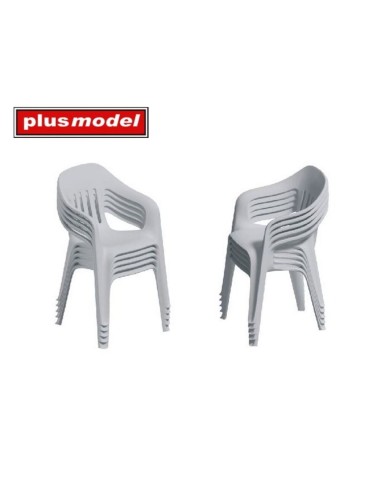 Stacked plastic chairs