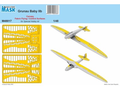 Grunau Baby IIB Mask Canopy, Fabric Flying / Control Surfaces 1/48