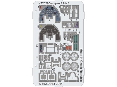 Vampire F Mk.3 Coloured photo-etched par