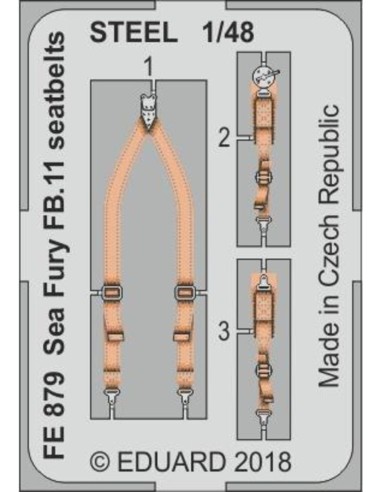 Sea Fury FB.11 seatbelts STEEL f.Airfix