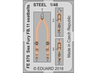 Sea Fury FB.11 seatbelts STEEL f.Airfix