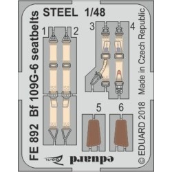 Bf 109G-6 seatbelts STEEL f.Tamiya