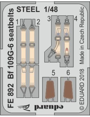 Bf 109G-6 seatbelts STEEL f.Tamiya