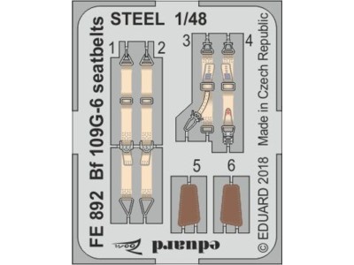 Bf 109G-6 seatbelts STEEL f.Tamiya