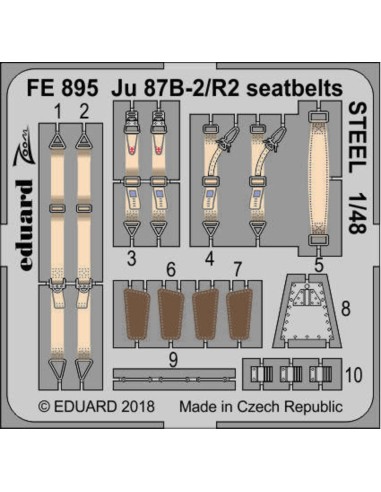 Ju 87B-2/R2 seatbelts STEEL for Airfix