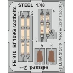 Bf 109G seatbelts STEEL for Eduard