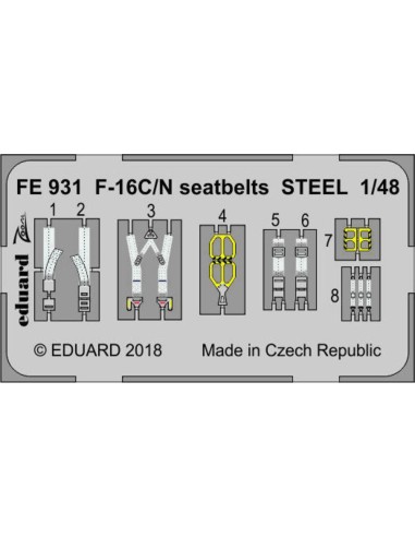 F-16C/N seatbelts STEEL for Tamiya