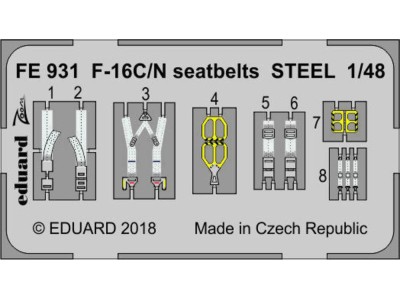 F-16C/N seatbelts STEEL for Tamiya