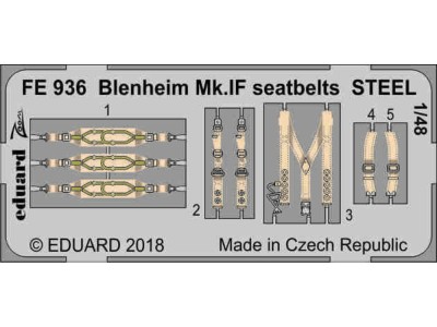 Blenheim Mk.IF seatbelts STEEL for Airfi