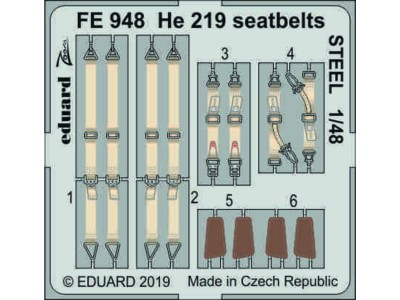 He 219 seatbelts STEEL for Tamiya