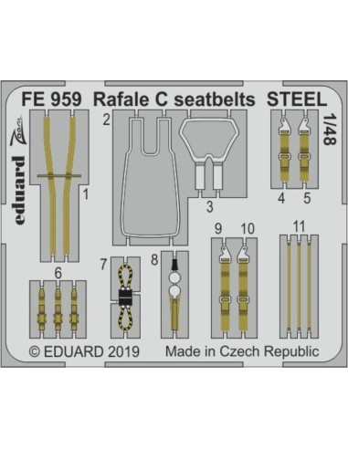 Rafale C seatbelts STEEL for Revell