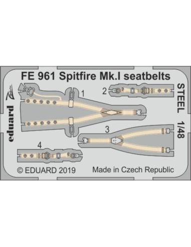 Spitfire Mk.I seatbelts STEEL f. Tamiya
