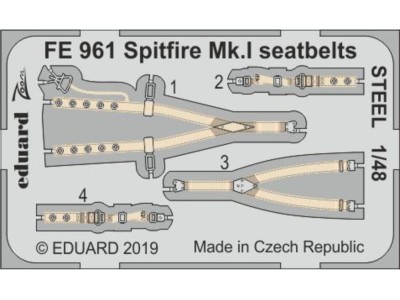 Spitfire Mk.I seatbelts STEEL f. Tamiya