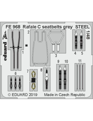 Rafale C seatbelts grey STEEL f.Revell