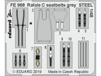 Rafale C seatbelts grey STEEL f.Revell