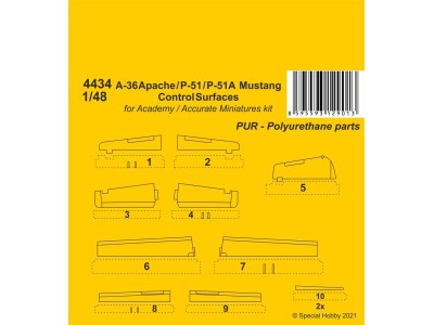 A-36 Apache / P-51 / P-51A Mustang Control Surfaces