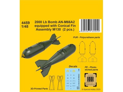 2000 Lb Bomb AN-M66A2 equipped with Conical Fin Assembly M130 (2 pcs.)