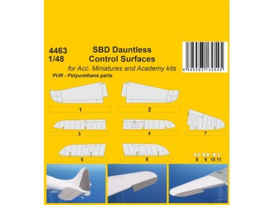 SBD Dauntless Control Surfaces / for Acc. Miniartures and Academy kits