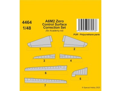A6M2 Zero Control Surface Correction Set / for Academy kit