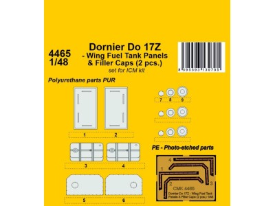 Dornier Do 17Z - Wing Fuel Tank Panels & Filler Caps (2 pcs.) 1/48