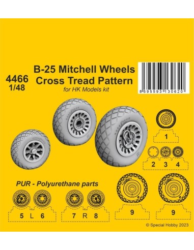 B-25 Mitchell Wheels/ Cross Tread Pattern 1/48...
