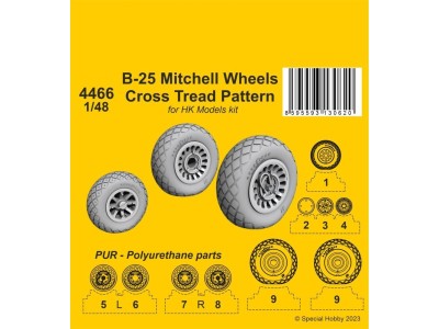 B-25 Mitchell Wheels/ Cross Tread Pattern 1/48 / for HK kit