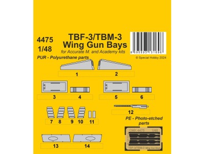 TBF-3/TBM-3 Wing Gun Bays 1/48 / for Accurate/Academy kits