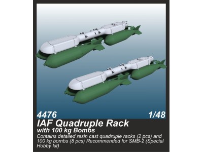 IAF Quadruple Rack with 100 kg Bombs  (2 pcs.) / for SMB-2, Sa´ar and Mirage III kits