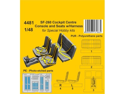 SF-260 Cockpit Centre Console and Seats w/Harness / for SH kits