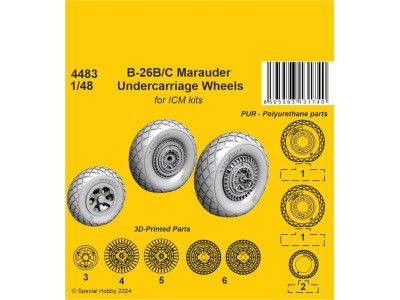 B-26B/C Marauder Undercarriage Wheels  / for ICM kit