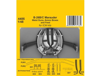 B-26B/C Marauder Waist Guns, Ammo Boxes and Feed  /  for ICM kit