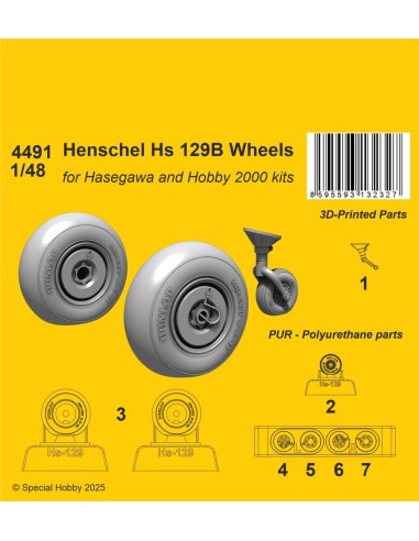 Henschel Hs 129B Wheels  / for Hasegawa and...