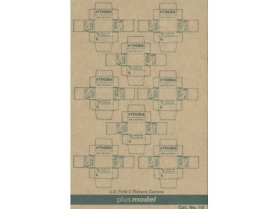 U.S. Feld C-Ration Kartons WW II, 8 Stück pro Bogen.