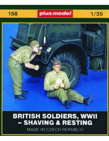 Britische Soldaten, WWII Shaving & Resting