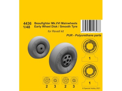Beufighter Mk.I/VI Mainwheels - Early Wheel Hub / Smooth Tyre