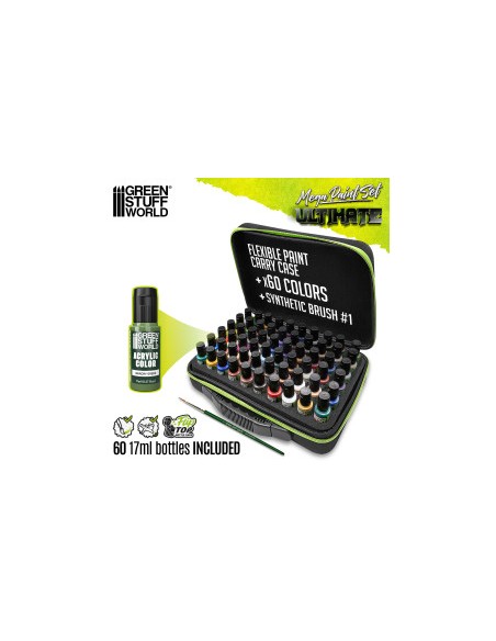 Mallette de peinture 60 couleurs + pinceau | Mallette transport peinture de figurines