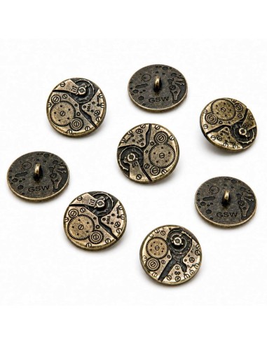 8x Boutons à motifs Steampunk MOUVEMENTS...