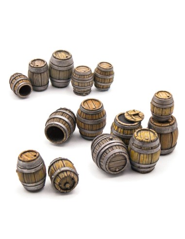 9x Barils en bois en Résine