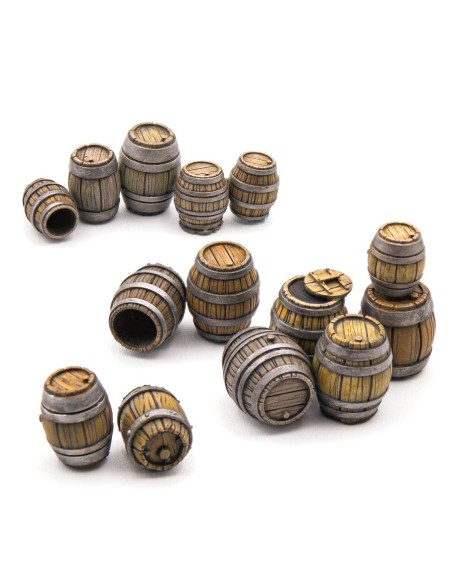 9x Barils en bois en Résine