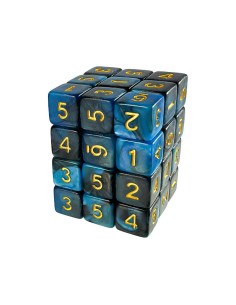 36x D6 12mm Dés de Jeu - Marbre Bleu