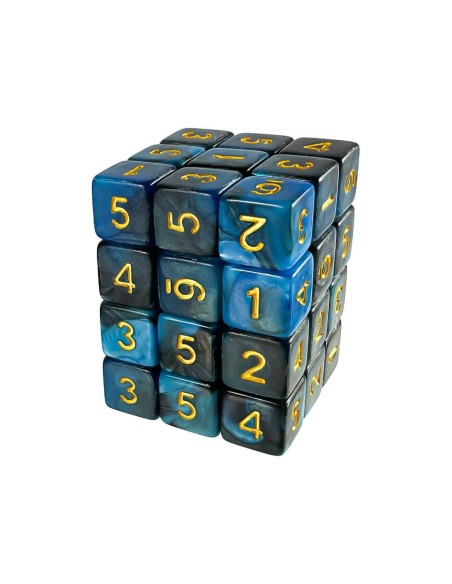 36x D6 12mm Dés de Jeu - Marbre Bleu
