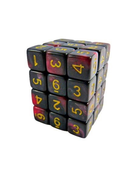 36x D6 12mm Dés de Jeu - Marbre Rouge