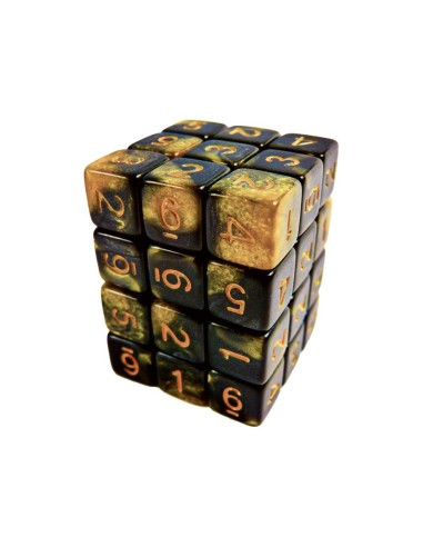 36x D6 12mm Dés de Jeu - Marbre Ambre