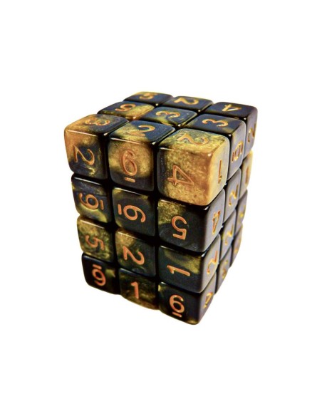 36x D6 12mm Dés de Jeu - Marbre Ambre