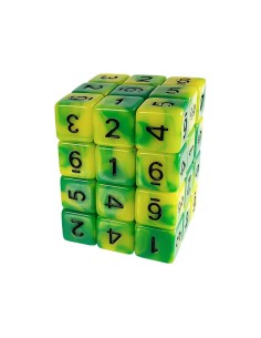 36x D6 12mm Dés de Jeu - Lime Marbre