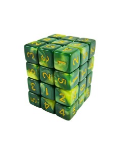 36x D6 12mm Dés de Jeu - Vert Marbre